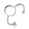 Non-Tarnish 304 Stainless Steel Open Cuff Ring Components X-STAS-I306-06A-P-1
