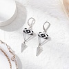 Triangle with Eye Brass Glass Seed Beaded Leverback Earrings EJEW-MZ00452-05-1