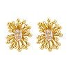 Flower Brass Clear Cubic Zirconia Stud Earrings EJEW-R025-22G-4