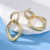 Rhombus Brass Micro Pave Clear Cubic Zirconia Dangle Stud Earrings EJEW-R025-12G-3
