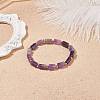 Natural Amethyst Column Beaded Stretch Bracelet BJEW-JB08596-04-2