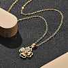 304 Stainless Steel Crystal Rhinestone Clover Pendant Necklaces for Women NJEW-Z056-03G-1