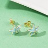 Brass Enamel Stud Earrings EJEW-R032-07G-01-2