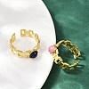 316 Stainless Steel with Natural Mixed Gemstone Cuff Rings RJEW-Z098-01G-12-3