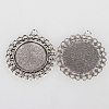 Vintage Tibetan Style Alloy Flower Pendant Cabochon Bezel Settings TIBEP-O006-31AS-1