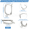 Beebeecraft 2 Pairs 925 Sterling Silver Hoop Earring Finddings STER-BBC0007-13-2