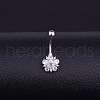 304 Stainless Steel Clear Cubic Zirconia Flower Curved Barbell Belly Rings FS-WG2B467-01-2