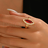 Brass Micro Pave Cubic Zirconia Adjustable Fingers Ring for Women TC6550-1-5