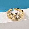 Oval Brass Micro Pave Clear Cubic Zirconia Cuff Rings for Women RJEW-S622-09G-1