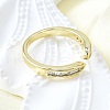 Brass Micro Pave Clear Cubic Zirconia Open Cuff Rings for Women RJEW-F179-06G-4