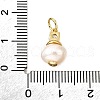 Brass Micro Pave Clear Cubic Zirconia with Natural Pearl Charms KK-V011-55G-3