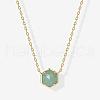 Brass Pave Natural Green Quartz Hexagon Pendant Necklaces for Women FS-WG13B5A-02-2