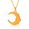 Stainless Steel Flower Crescent Moon Pendant Necklaces for Women OD2075-2-5
