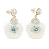 Rack Plating Brass With Shell & Handmade Indonesia Stud Earrings EJEW-U010-03C-G-1