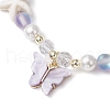 5Pcs Synthetic Moonstone & Glass Beaded Stretch Bracelets Alloy Acrylic Butterfly Charm Bracelets for Women BJEW-JB11855-4