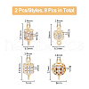 DICOSMETIC 8Pcs 4 Styles Brass Micro Pave Clear Cubic Zirconia Connector Charms KK-DC0003-36-2
