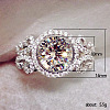 Flat Round Brass Micro Pave Clear Cubic Zirconia Finger Rings for Women FS-WG22049-04-4