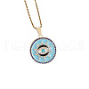 Brass Enamel Flat Round with Evil Eye Pendant Necklaces for Women FS-WG1D116-01-2