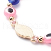 Evil Eye Resin Bead & Eye Alloy Rhinestone Braided Beaded Bracelets for Girl Women BJEW-JB08740-03-5