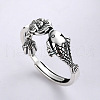 Carp with Lotus 925 Sterling Silver Adjustable Finger Rings for Women FS-WG36D80-01-1