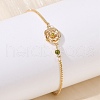 Brass Micro Pave Cubic Zirconia Birthday Flower Link Bracelets BJEW-U031-01G-08-2