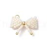 Glass Seed Beaded Bowknot Pendants PALLOY-MZ00564-01-1