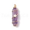 Natural Amethyst Copper Wire Wrapped Pointed Pendants PALLOY-JF02535-02-3