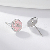 S925 Sterling Silver Flat Round with Flower Pattern Stud Earrings XR5943-2-2