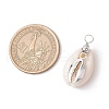 Natural Cowrie Shell & Alloy Sea Animals Pendants PALLOY-JF03751-06-2