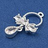 Rack Plating Brass Micro Pave Clear Cubic Zirconia Pendants KK-F089-10S-2