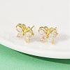 Butterfly Brass Micro Pave Clear Cubic Zirconia Stud Earrings EJEW-U064-01G-2