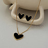 Heart Alloy Enamel Pendant Necklaces & Stud Earrings Sets FS-WGC1033-01-1