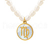 Mother's Day Jewellery 304 Stainless Steel Pave Natural White Shell Constellation Pendant Natural Freshwater Pearl Rice Beaded Necklaces for Women FS-WG631DE-02-3