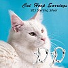 Rhodium Plated 925 Sterling Silver Cute Cat Hoop Earrings for Women JE1005A-5