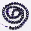 Natural Purple Tiger Eye Round Bead Strands G-M220-8mm-01-2