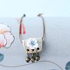 Porcelain Flower Alloy Bell Pendant Waxed Cord Necklaces for Women FS-WG870A5-04-1
