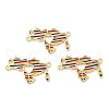 Rack Plating Brass Enamel Connector Charms KK-K332-33G-02-1