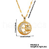 Retro Brass Pave Shiny Cubic Zirconia Moon Star Face Pendant Necklaces OX2652-2-3
