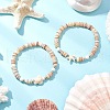2Pcs Starfish & Tortoise Natural Freshwater Shell with Synthetic Turquoise Beads Stretch Bracelets for Men Women BJEW-JB11744-1