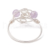 Natural Stripe Agate & Fire Crackle Agate & Striped Agate & Amethyst & Rainbow Moonstone Rings for Women RJEW-JR00831-5