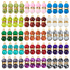 60Pcs 15 Color Baking Painted Glass Round Beaded Pendants PALLOY-HY00032-1