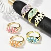 Brass Enamel Cuff Rings for Women RJEW-L113-027G-1