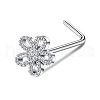 316L Surgical Stainless Steel Micro Pave Clear Cubic Zirconia Flower L-Shaped Nose Rings WG35933-02-2