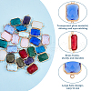 FIBLOOM 24Pcs 12 Colors Alloy Faceted Glass Connector Charms FIND-FI0001-08A-4