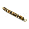 Natural Tiger Eye & Electroplated Synthetic Non-magnetic Hematite Heishi Connector Charms PALLOY-JF03291-06-4