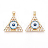 Brass Micro Pave Clear Cubic Zirconia Pendants for Women KK-T070-90A-08-1