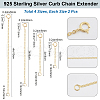 Beebeecraft 8Pcs 4 Styles Sterling Silver Chain Extender STER-BBC0007-06G-2