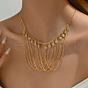 Luxurious Elegant Middle Eastern Style Brass White Enamel Tassel Flower Pendant Bib Necklaces for Women OU2157-3