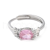 Mother's Day Rings Adjustable Brass with Cubic Zirconia Solitaire Rings RJEW-B056-07-2