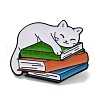 Bookish Cat Shape Alloy Enamel Pin Brooches JEWB-C029-04C-EB-1